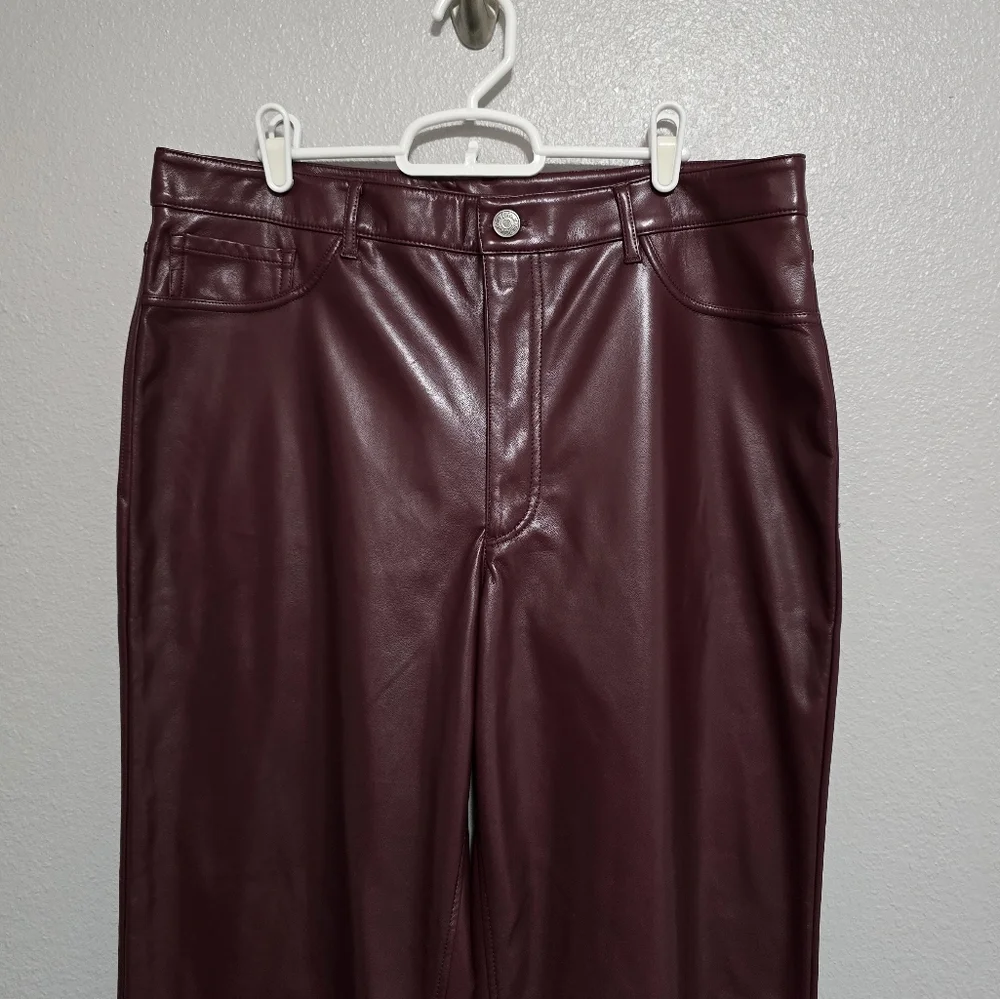 Joie faux leather pants in burgundy - Picture 3 of 7